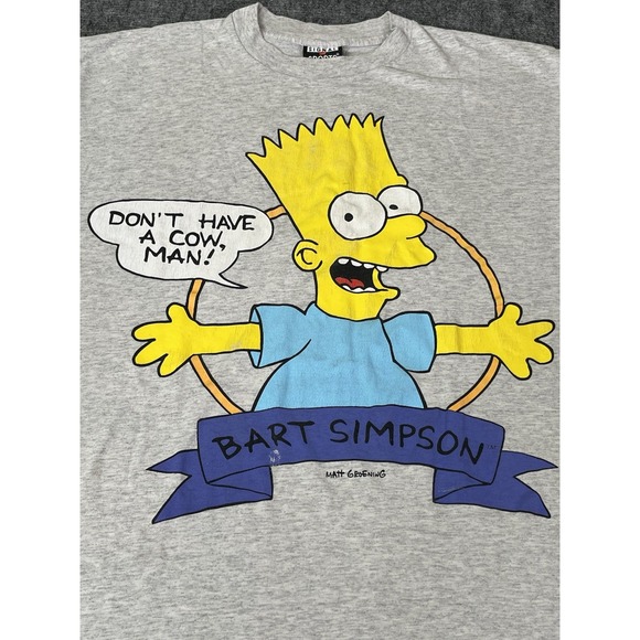 Signal 1990 T Shirt Bart Simpson Men's Size L Don't Have A Cow Man Single Stitch